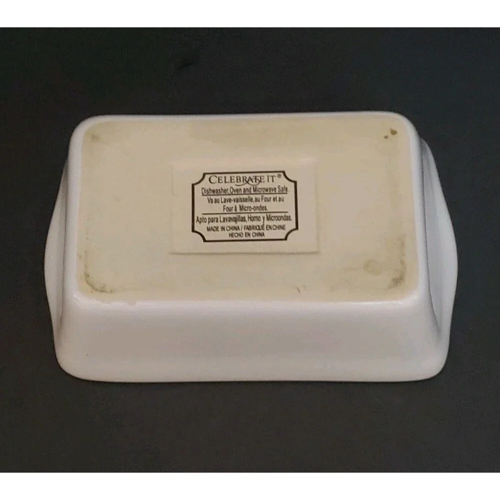 Celebrate It Mini Loaf Pan Butter Dish Plain White Ceramic Bakeware 5.5